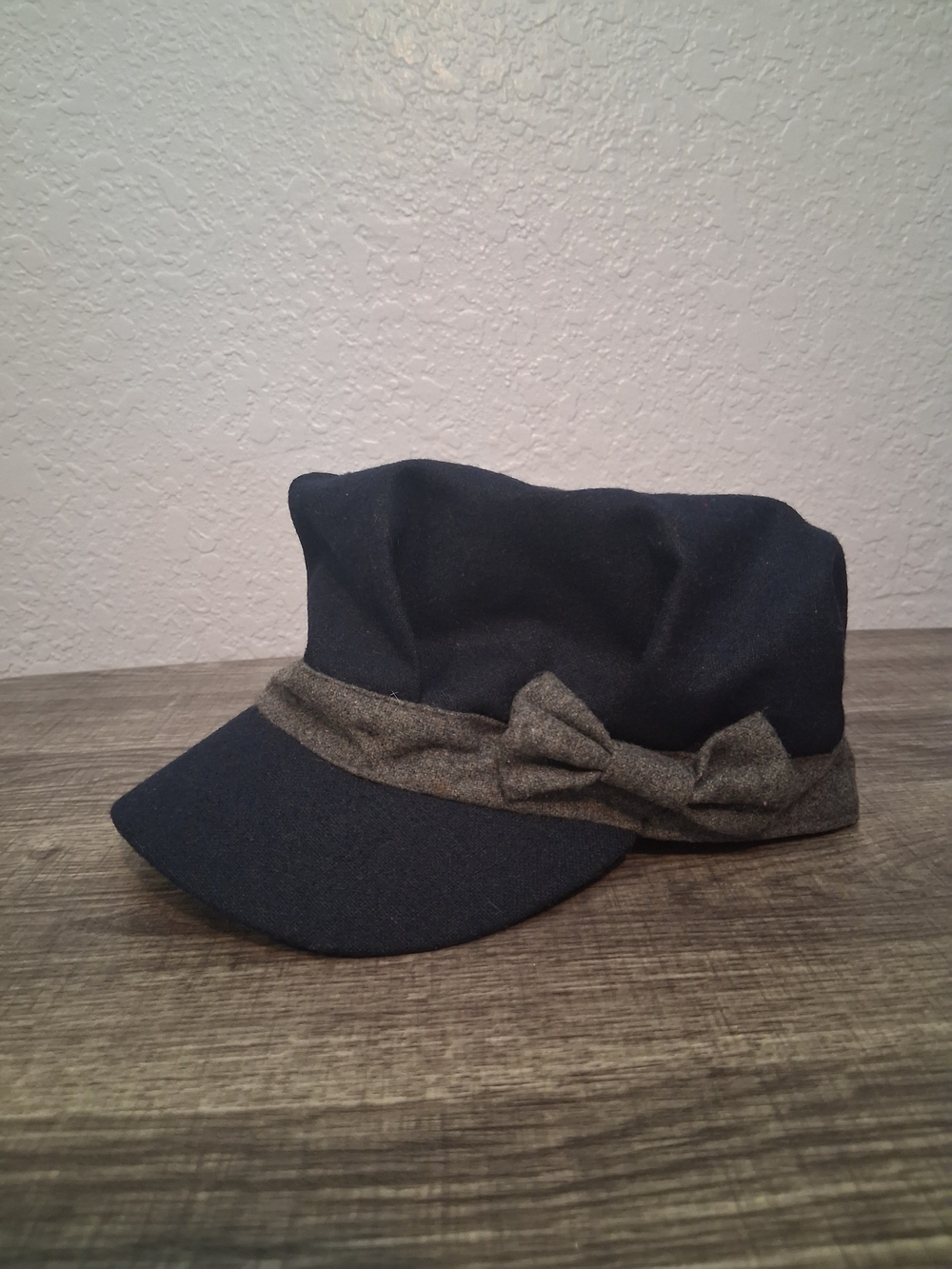 Navy Women's Cadet Hat with Gray Bow Trim